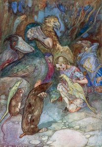 Illustration til Alice i Eventyrland (farve litho) af Albert Edward Jackson