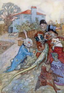 Illustration til Alice i Eventyrland (farve litho) af Albert Edward Jackson