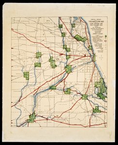 Kort over amerikanske indianerstier og landsbyer af Albert Frederick Scharf