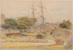 Bristol (akvarel med pen og blæk på tonet papir) af Albert Goodwin