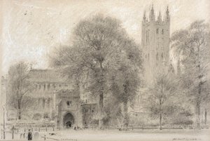 Canterbury (sort og hvidt kridt) af Albert Goodwin
