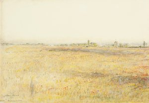 Majsmarker, Hooe. Bexhill on Sea (akvarel med blæk) af Albert Goodwin