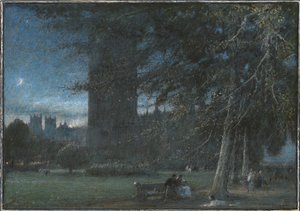 Figurer under Westminster-paladset i skumringen af Albert Goodwin