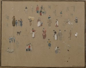 Going to Market (akvarel og blyant med bodycolour på tonet papir) af Albert Goodwin