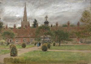 Long Alley Almshouses, Abingdon (akvarel) af Albert Goodwin