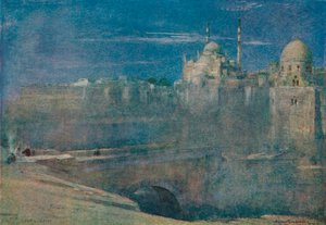 Måneskin på citadellet, Cairo, c1890 af Albert Goodwin