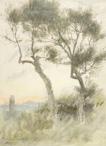 Studie af to træer af Albert Goodwin