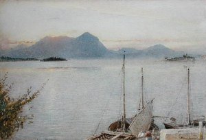 Solopgang fra Baveno, Lago Maggiore af Albert Goodwin