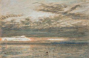 Solnedgang over havet af Albert Goodwin