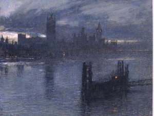 Westminster fra Lambeth Bridge af Albert Goodwin