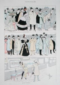 Galleriåbninger, ca. 1900 (farve litho) af Albert Guillaume