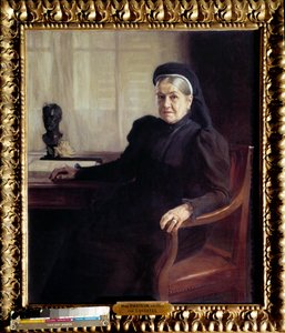 Portræt af Madame Pasteur (1854-1905), enke efter den franske læge Louis Pasteur (1822-1895) i 1899” Maleri af Albert Edelfelt (1854-1905) 1899 Paris, Musee Pasteur - Portræt af Madame Pasteur 4-190855, (19085) af den franske læge Louis Pasteur (1822- af Albert Gustaf Aristides Edelfelt