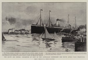 For Queen and Empire, afgang fra en del af det australske kontingent til Sydafrika fra Melbourne af Albert Henry Fullwood