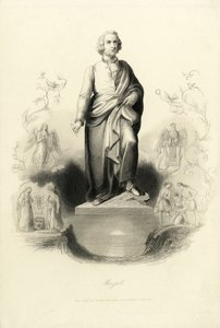 Mozart-monumentet på Mozartplatz, 1842. af Albert Henry Payne