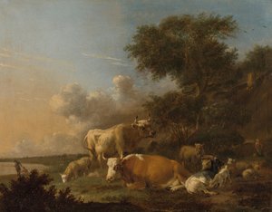 Landskab med kvæg af Albert Jansz Klomp