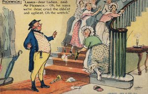 Mr. Pickwick fornærmer en gruppe kvinder (chromolitho)