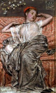 Studie af en draperet figur (olie) af Albert Joseph Moore