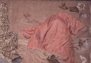 Studie af en draperet figur og blomster af Albert Joseph Moore