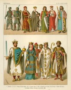 Tysk kostume 1000-1100 e.Kr af Albert Kretschmer