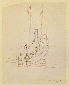 Båd (blyant på papir) af Albert Marquet