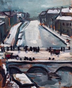 Bro over Seinen om vinteren, ca. 1906 (olie på karton) af Albert Marquet