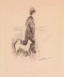 Figur med en hund (tegning på papir) af Albert Marquet