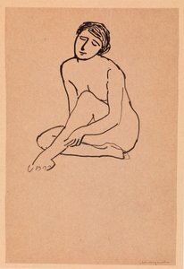 Nøgen kvinde sidder (pen og blæk på papir) af Albert Marquet