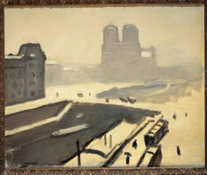 Paris om vinteren (Le pont Saint-Michel af Albert Marquet
