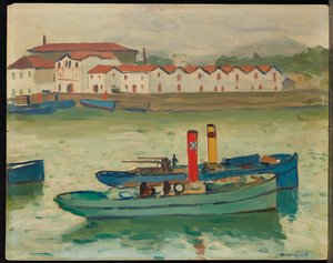 Saint-Jean-de-Luz, Fiskerbåd (olie på panel) af Albert Marquet