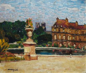 Dammen i Luxembourg; Le Bassin du Luxembourg, ca. 1904 (olie på lærred lagt om bord) af Albert Marquet