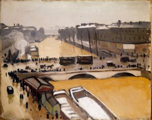 Oversvømmelse ved Pont Saint-Michel af Albert Marquet