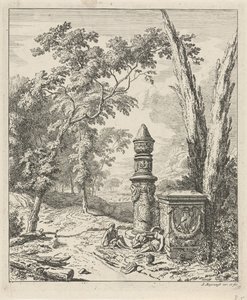 Landskab med hvilende figurer ved et begravelsesmonument Landskaber (serietitel)