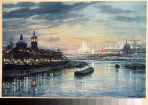 Illuminations a Moscow (Illumination in Moscow). Tegning af Albert Nikolayevich Benois (1852-1936). Farvelitografi, russisk kunst fra det 19. århundrede. Det russiske statsbibliotek, Moskva. af Albert Nikolayevich Benois