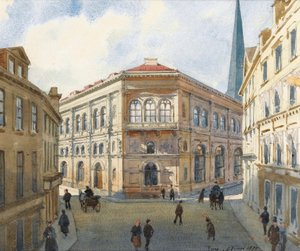 ""Portræt af Riga-børsen i Letland"" (Udsigt over Riga-børsen) Akvarel af Albert Benois (1852-1936) - 1880 Dim 22,5x27 cm Privat samling