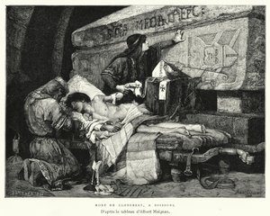 Death Of Clodebert, At Soissons (gravering) af Albert Pierre René (after) Maignan