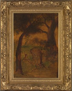 En kronhjort, der drikker, ca. 1870
