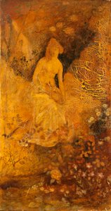 Panel til en skærm: Kvinde med en hjort af Albert Pinkham Ryder