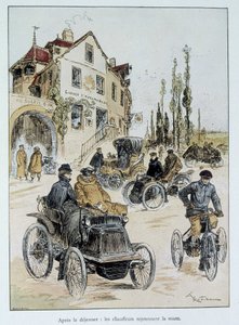 Efter morgenmaden vender chaufførerne tilbage til vejen: begyndelsen på motortransport med Robida af Albert Robida