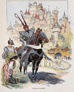 Ankomst til hovedstaden - i "" Gulliver Voyages"" af Swift, ill. af Robida af Albert Robida