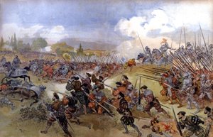 Slaget ved Cerisolles mellem Francis Ist og Charles V af Albert Robida
