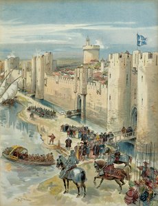 Ottende italienske krig (1536-1538): interview af Aigues Mortes (eller treve af Aigues Mortes) den 14. juli 1538, møde mellem Francois I (1494-1547), konge af Frankrig og Charles V (1500-1558), konge af Spanien og kejser af det hellige romerske rige german af Albert Robida