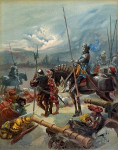 Femte italienske krig (1515-1516): Natten til Marignan (Italien), mellem 13. og 14. september 1515. Illustration af Albert Robida
