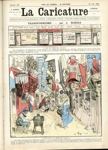 Illustration af Albert Robida (1848-1926) til forsiden af La Caricature (1880) af Albert Robida