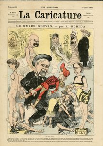 Illustration af Albert Robida (1848-1926) til forsiden af La Caricature (1880) af Albert Robida