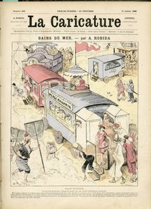 Illustration af Albert Robida (1848-1926) til forsiden af La Caricature (1880) af Albert Robida