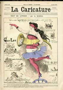 Illustration af Albert Robida (1848-1926) til forsiden af The Caricature (1880) af Albert Robida