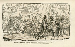 Kuva Albert Robidasta (1848-1926) Histoire de France tintamarresquessa, n. 1880 - Station, Ancien hallinto, Sisilia - Philippe I af Albert Robida