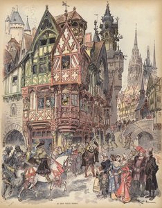 I de gode gamle dage (farve litho) af Albert Robida