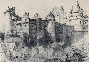 Chateau fort de Vitre i Ille-et-Vilaine - Det gamle Frankrig - Bretagne - tekst, tegninger og litografier, af Albert Robida (1848-1926) udateret slutningen af ​​1800-tallet af Albert Robida