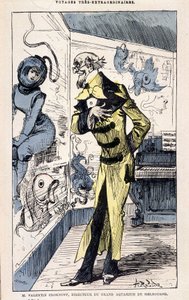 Hr. Valentin Croknuff, direktør for det store akvarium i Melbourne, parodi på Jules Verne, "" Meget ekstraordinære rejser af Saturnin Farandoul til 5 eller 6 dele af verden og til alle lande kendt eller ukendt for Mr. Jules Verne" af Robida, Paris af Albert Robida